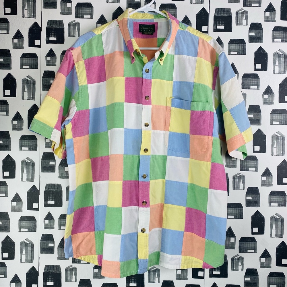 Scandia Woods Patchwork Multicolored Button Down … - image 1